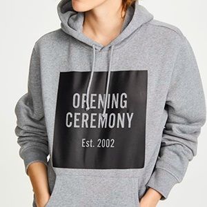 Opening Ceremony Hoodie Pullover Sweatshirt Grey Unisex Box Logo Oversized XS